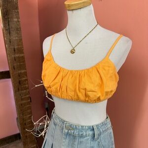 NWT! Forever 21 Tangerine Pleated Crop Top